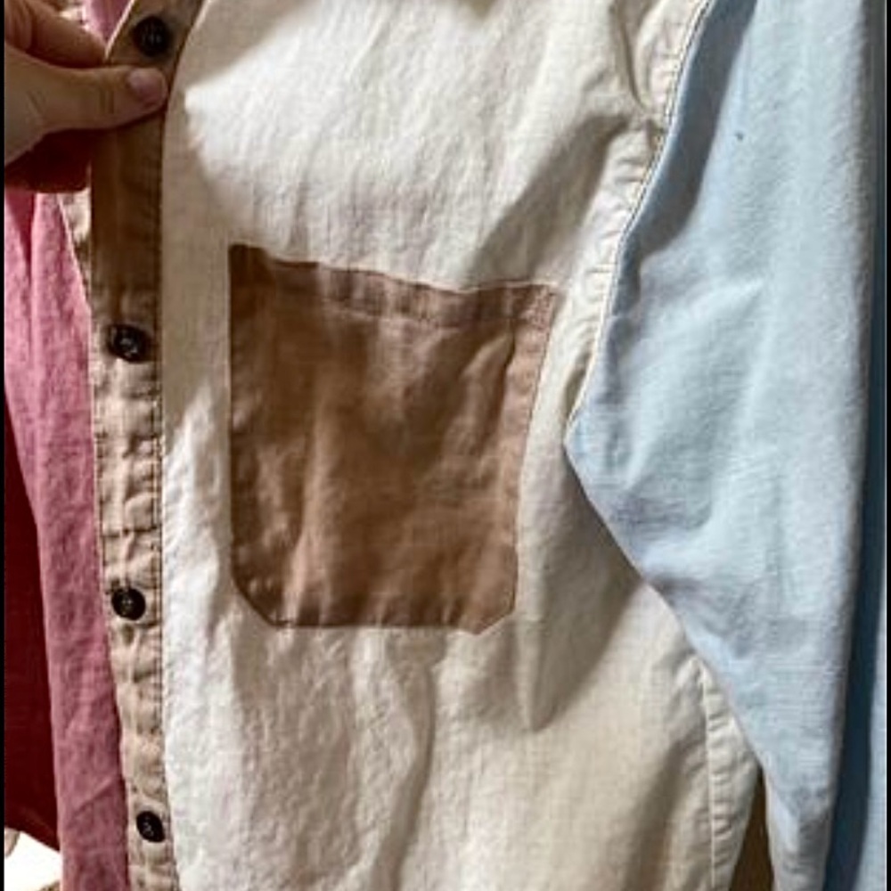 Color Block Button Down Top - Picture 4 of 4